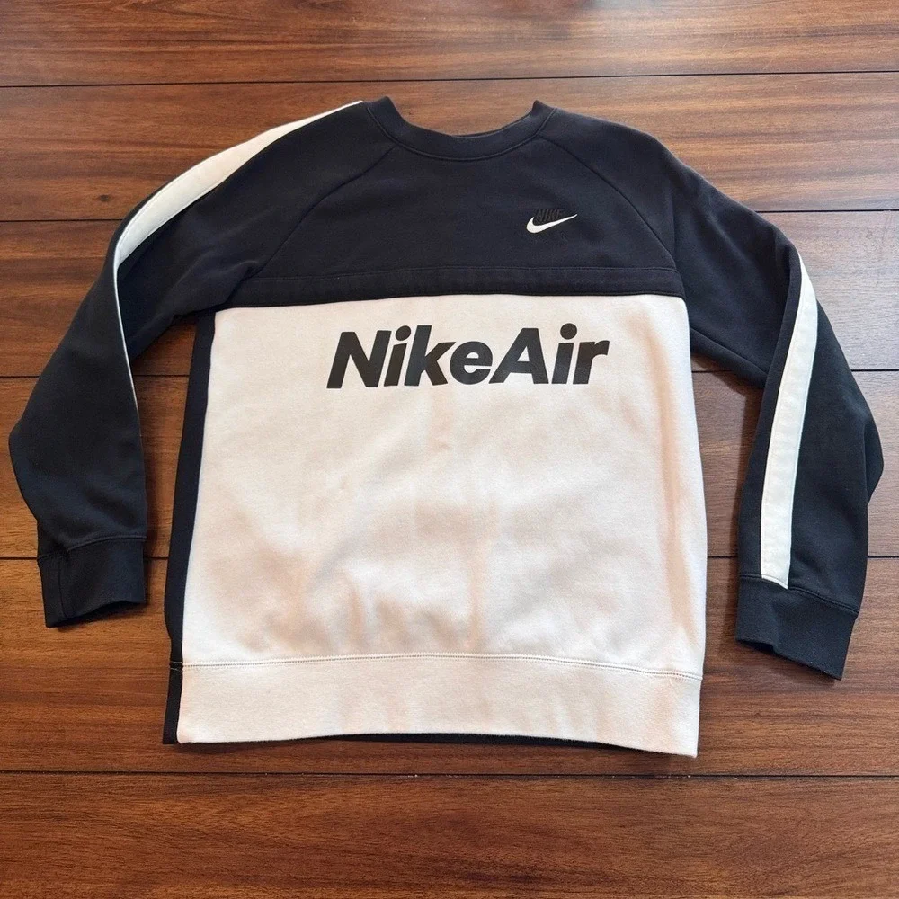 Nike Air Splicing Color-Block Large Logo Women's Fleece Round Neck Sweatshirt XL